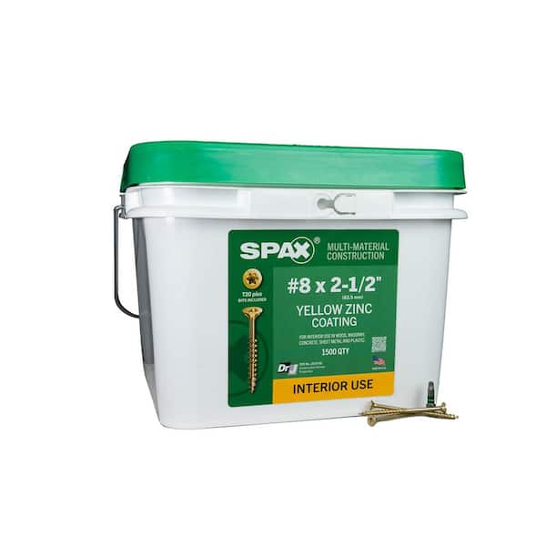 #8 x 2-1/2 in. Torx T-Star Plus Interior Flat Head Wood Screws Construction Framing (1500 Each) Bulk Pail Bit Included
