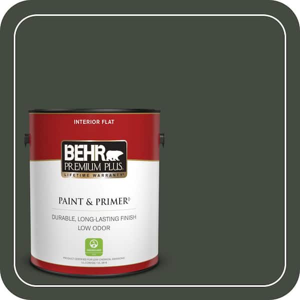 BEHR PREMIUM PLUS 1 gal. #BXC-12 Deep Forest Flat Low Odor Interior Paint & Primer