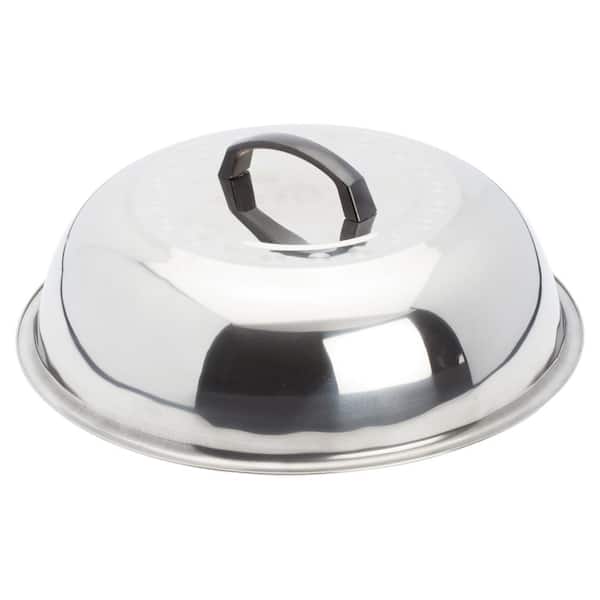 Winco 13.75 in. Stainless Steel Wok Lid Accessory Set with Handle