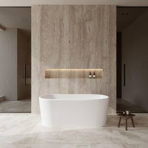 Ursula 5.6 ft. Acrylic Flatbottom Non-Whirlpool Bathtub in White with Brushed Nickel Trim