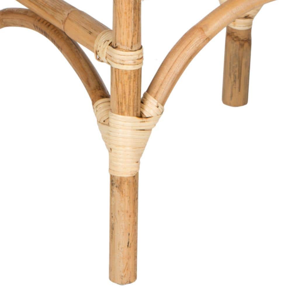 Natural Rattan and Bamboo Boho Bar Stool with Cushion