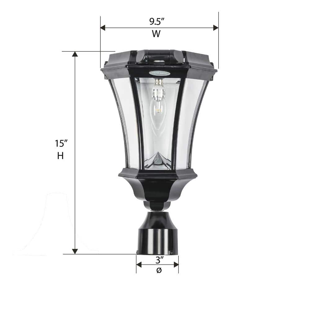 Victorian Black Aluminum Solar LED Lamp Post with Motion Sensor