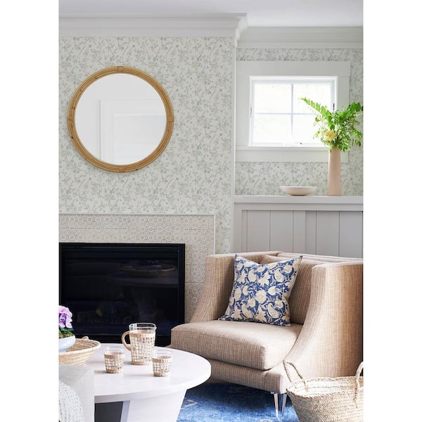 Glinda Aqua Floral Trail Wallpaper