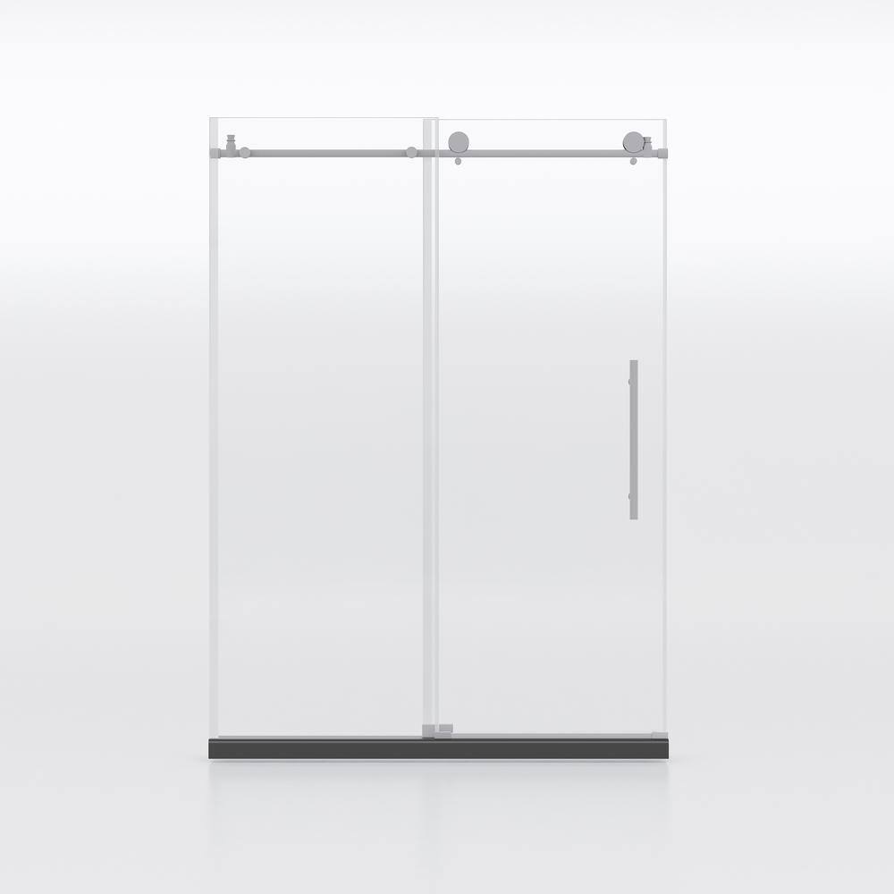 Frameless 60" x 76" Clear Glass Shower Door with Brushed Nickel Finish
