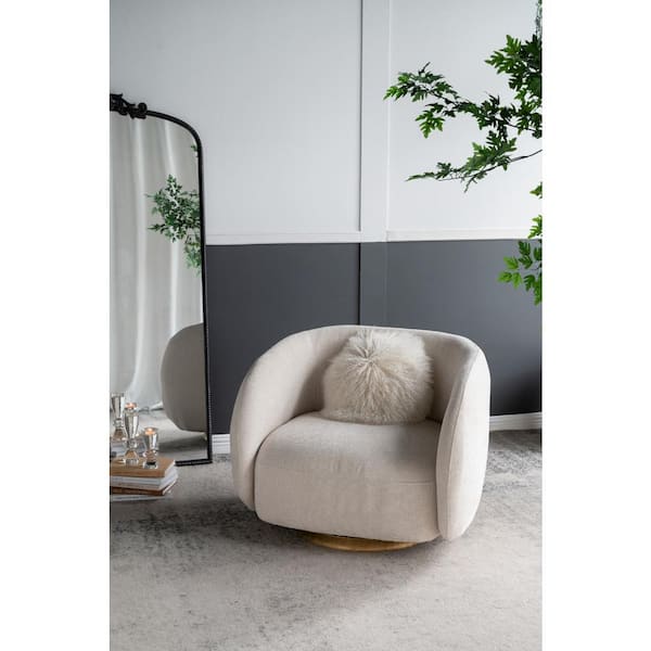 A & B Home Cream Gold Linen Armchair