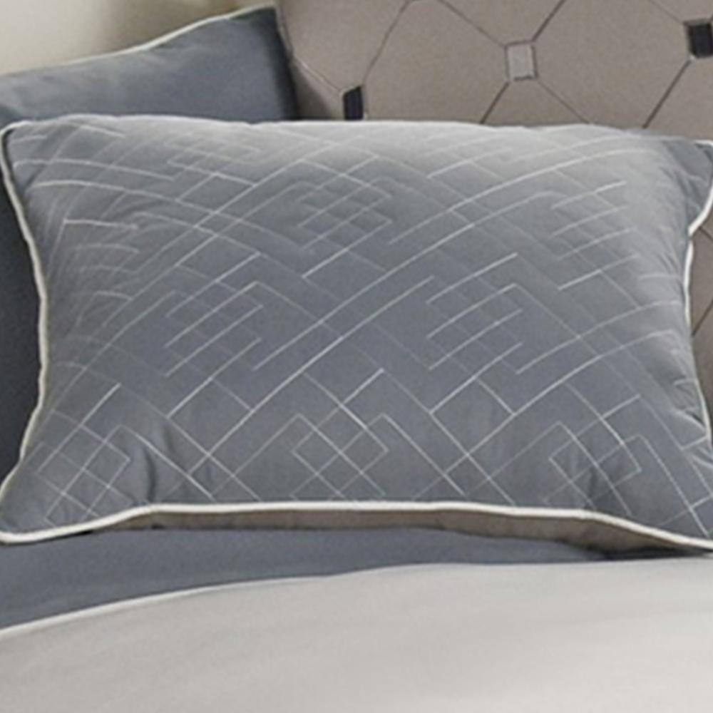 Blue and Gray 7-Piece Queen Microfiber Comforter Set