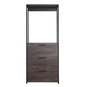 Monica 32 in. W Rustic Gray Wood Closet System Walk-in Closet With 3-Drawers
