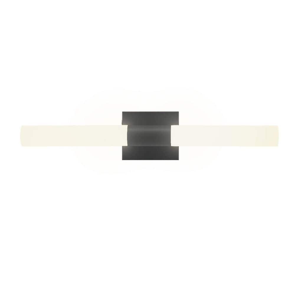 24 in. 2-Light Matte Black Integrated LED Vanity Light with Frosted Acrylic