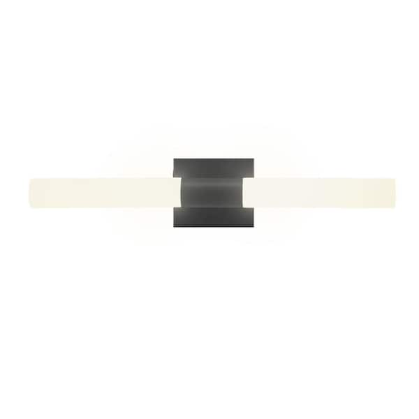 Globe Electric 24 in. 2-Light Matte Black Integrated LED Vanity Light with Frosted Acrylic Shades, Dimmable