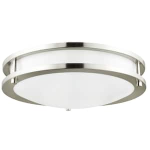 12 in. Brushed Nickel Round Double Ring LED Flush Mount Dimmable Adjustable CCT Ceiling Light ENERGY STAR