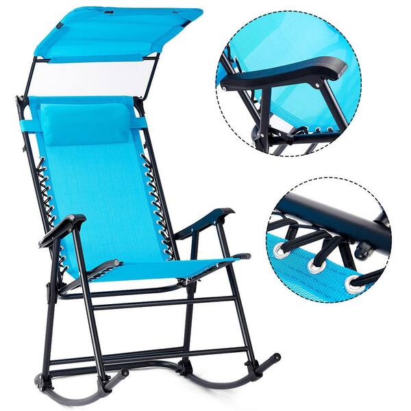 Casainc Zero Gravity Folding Metal, Fold Up Rocking Chair With Canopy