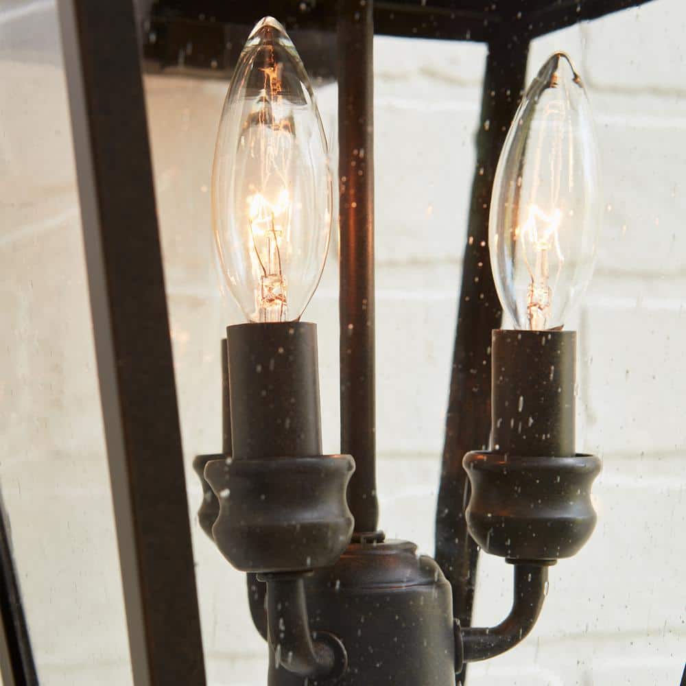 Galena Sable Finish 3-Light Outdoor Lantern with Clear Seeded Glass