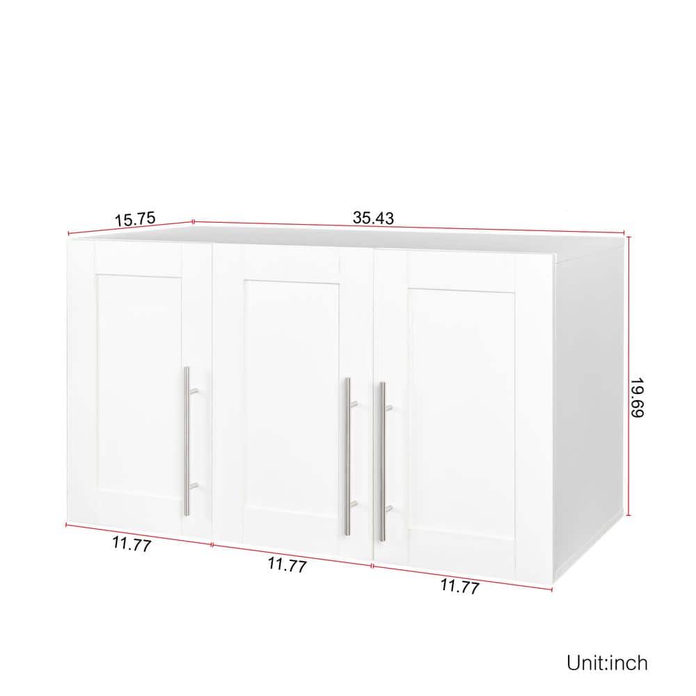 35.43 in. W x 15.75 in. D x 19.7 in. H Bathroom Storage Wall Cabinet in Whi