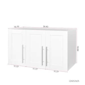 35.43 in. W x 15.75 in. D x 19.7 in. H Bathroom Storage Wall Cabinet in White