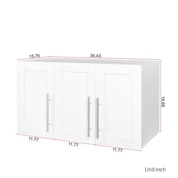 35.43 in. W x 15.75 in. D x 19.7 in. H Bathroom Storage Wall Cabinet in ...