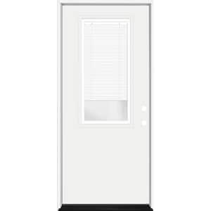 Legacy 30 in. x 80 in. LHIS 2/3 Clear Glass Micro-Blind White Primed Fiberglass Prehung Front Door