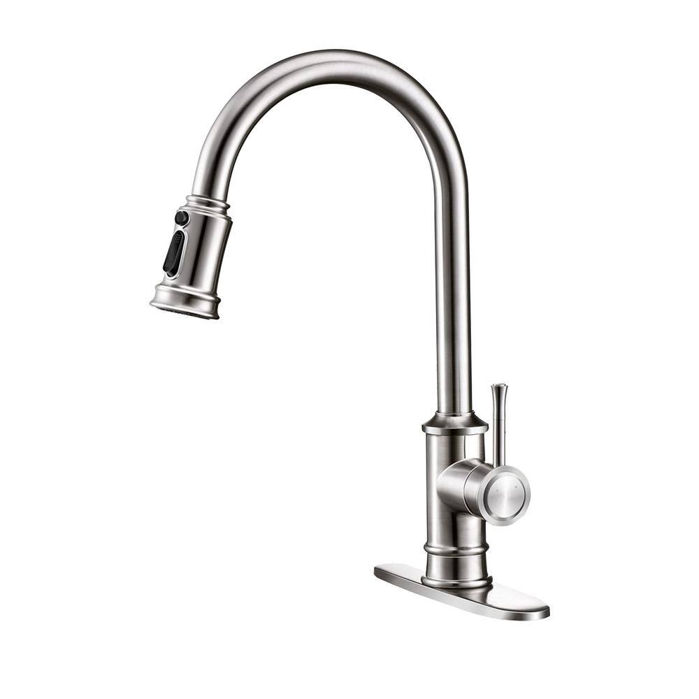 Single Handle Pull-Down Sprayer Kitchen Faucet with Flexible and Power Clea