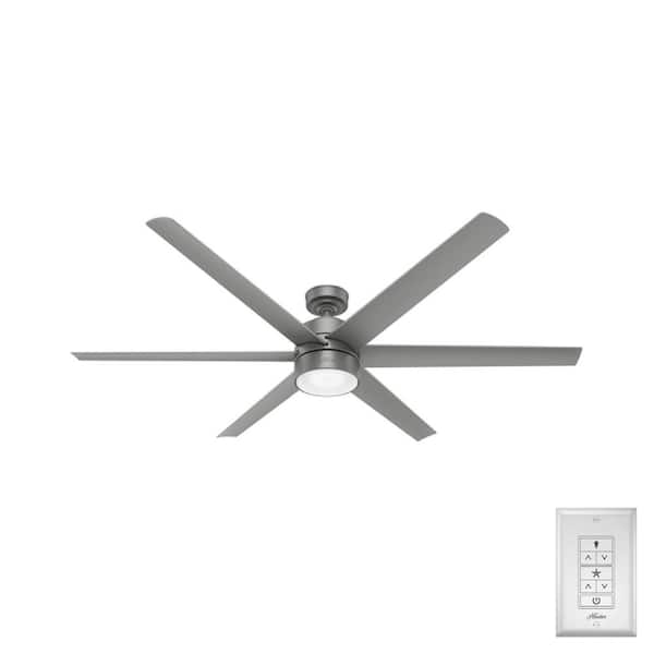 Solaria 72 in. Integrated LED Outdoor Matte Silver Ceiling Fan with Light Kit and Remote Control