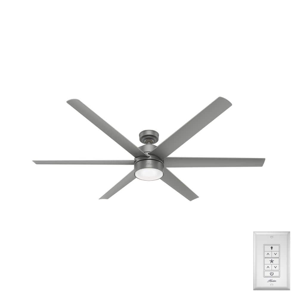 Solaria 72" Matte Silver Outdoor Ceiling Fan with LED Light and Remote