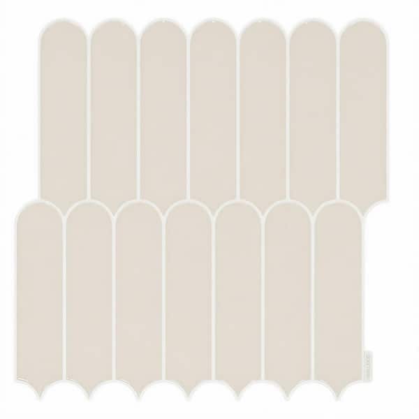 10-Piece 11.8 in. x 11.8 in. Beige 3D Marble Pattern Peel and Stick Backsplash Tile Wall Decal