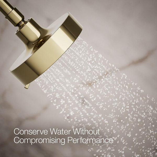 KOHLER Purist 3-Spray Patterns 1.75 GPM 5.5 in. Wall Mount Fixed Shower Head in Vibrant French Gold