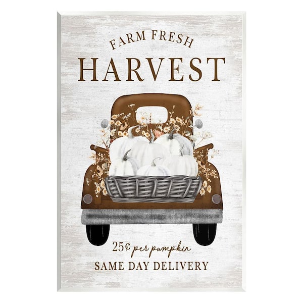 Stupell Industries Farm Pumpkin Harvest by Lettered and Lined 1 Piece Unframed Graphic Print Travel Poster Art Print 19 in. x 13 in.