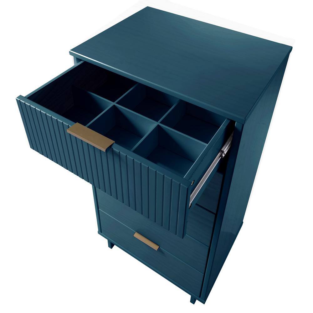 Midnight Blue Vertical 5-Drawer Dresser with Soft Close