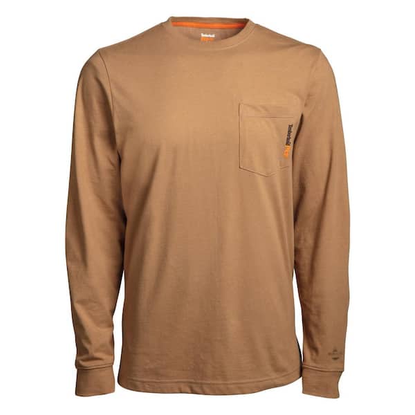 Timberland PRO Base Plate Men's XL Dark Wheat Long Sleeve Pocket Work T-Shirt