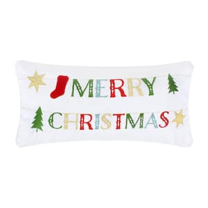 Gnome for the Holidays Multi-Color Merry Christmas Embroidered 12 in. x 24 in. Throw Pillow