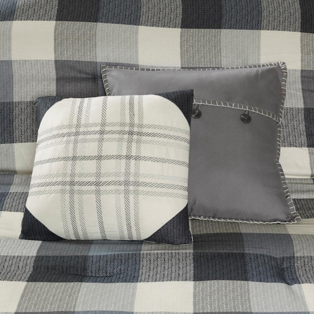 Gray Microfiber California King Herringbone Comforter Set