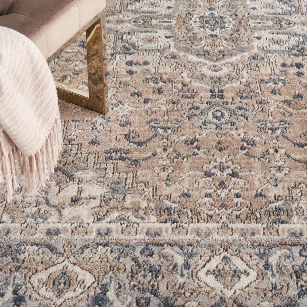 Elegant Beige & Grey Reversible 5' x 7' Synthetic Area Rug