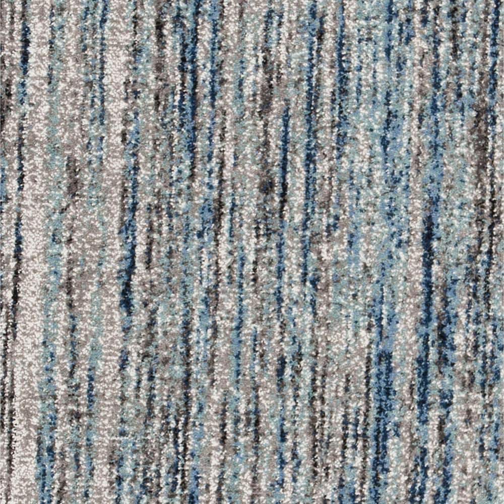 Celestial Blue-Grey 5'3" Round Synthetic Easy-Care Area Rug