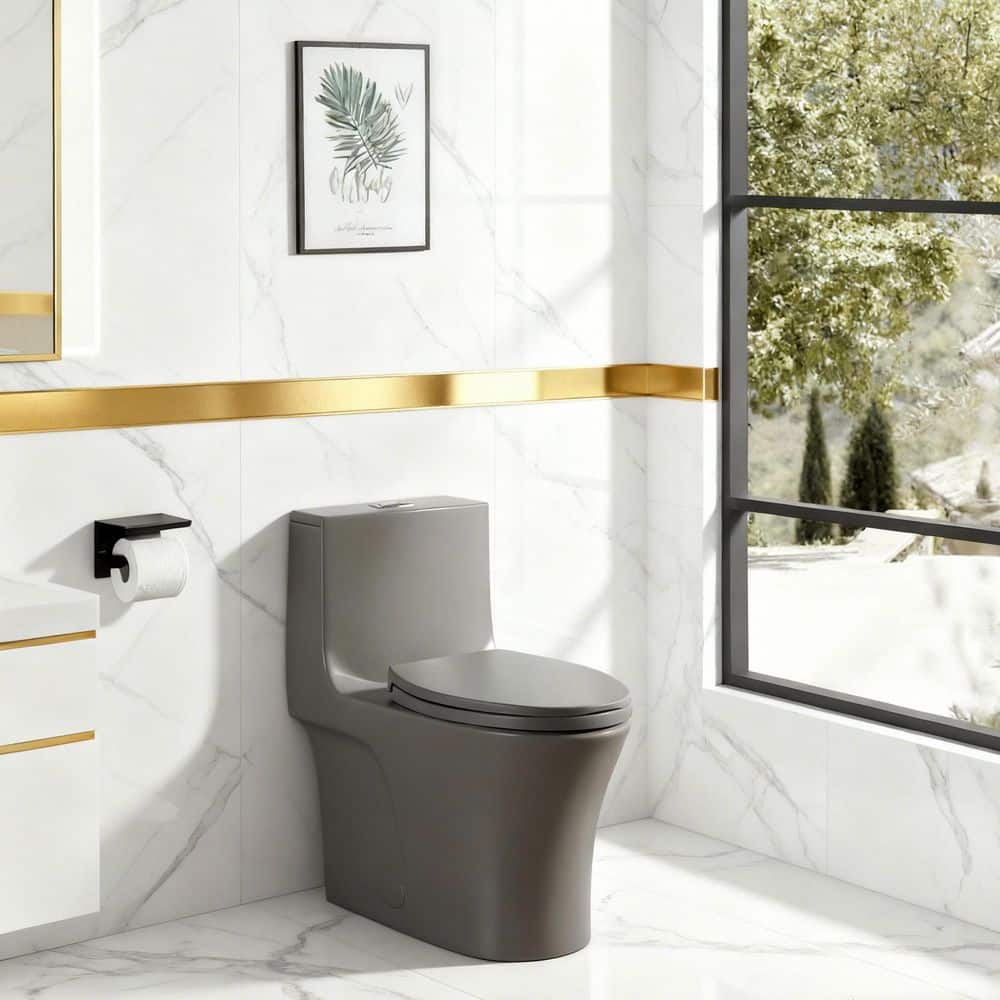 CITTANEO 1-Piece Elongated Dual-Flush Toilet, 1.1/1.6 GPF, Light