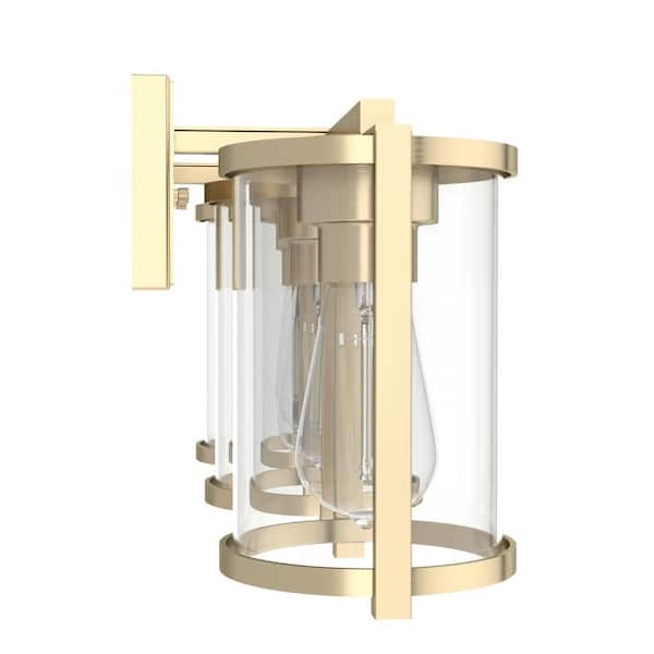 Hunter - Astwood 24.25 in. 3-Light Alturas Gold Vanity Light with Clear Glass Shades Bathroom Light