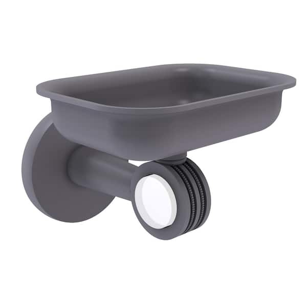 Allied Brass Clearview Wall Mounted Soap Dish Holder with Dotted Accents in Matte Gray