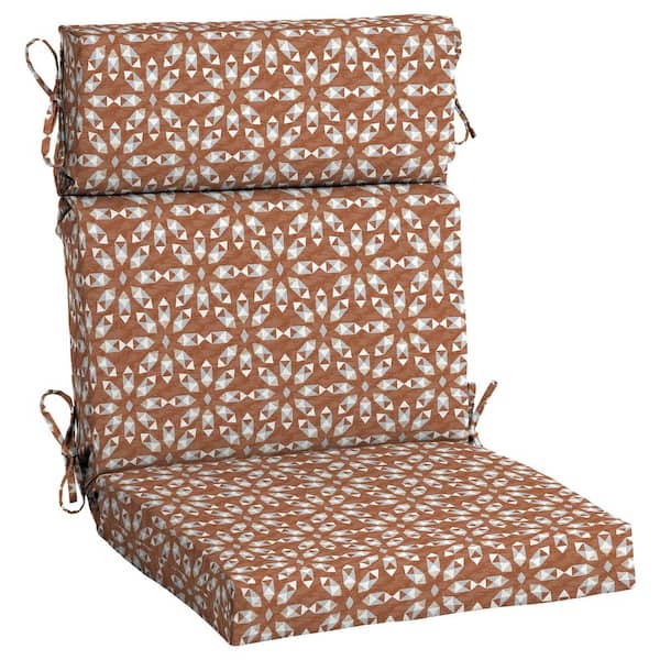 Hampton Bay 20 in. W x 20 in. D High Back Universal Outdoor Cushion in Russet Geo Medallion