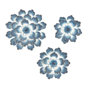 18 in. x 15 in. Blue Metal Coastal Style Wall Decor (Set of 3)