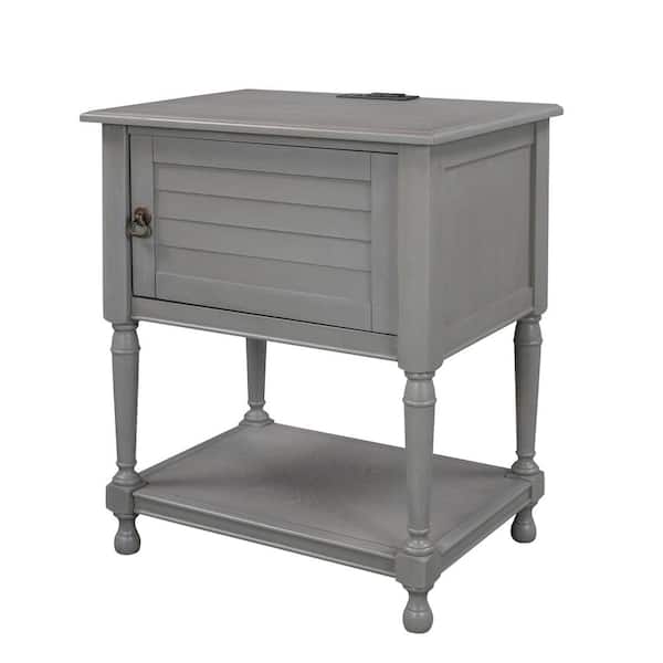 Angel Sar Angel 1-Cabinet Gray Nightst and 21.2 in. L x 14.8 in. W x 27.5 in. H