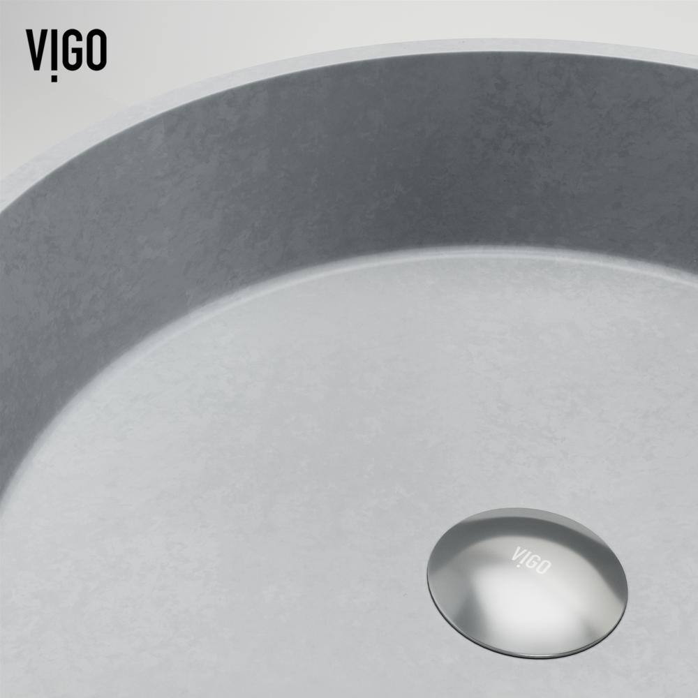 Gray Stone Round Above-Counter Fluted Vessel Sink