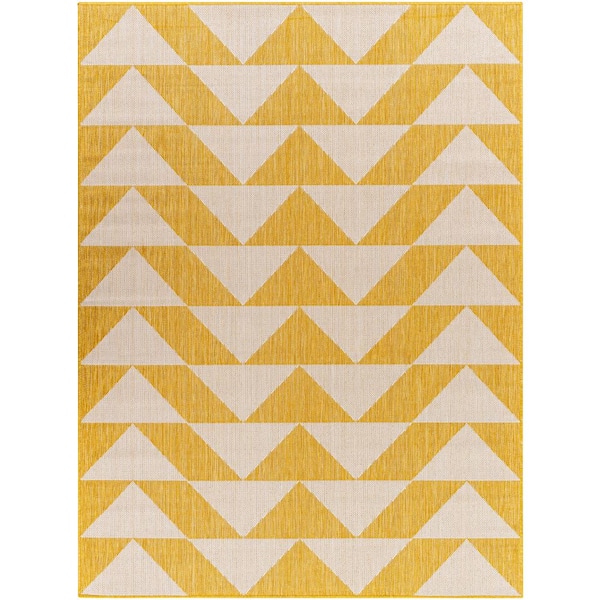 Livabliss Long Beach Yellow/Cream 8 ft. x 10 ft. Geometric Indoor/Outdoor Area Rug