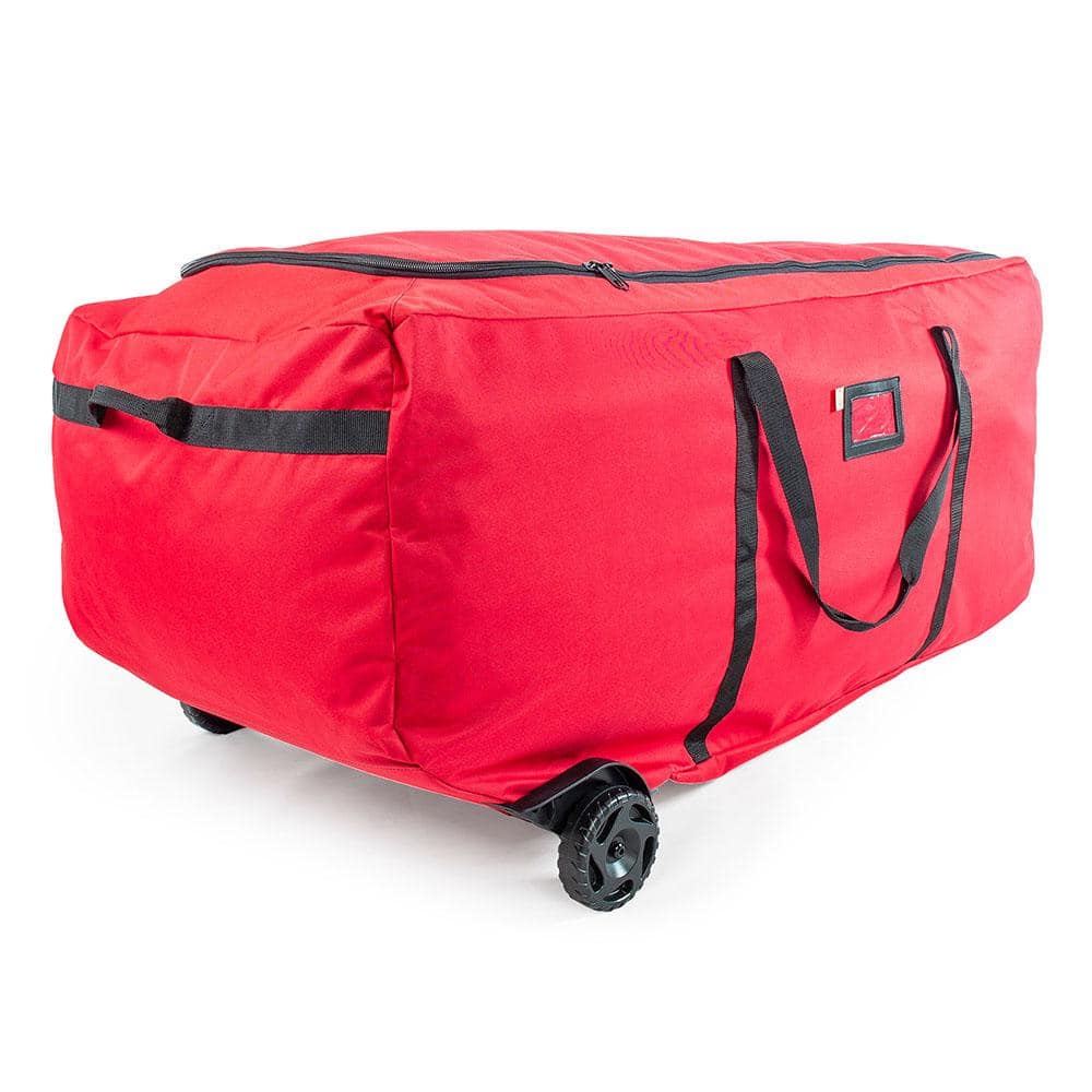 Red Wheeled Duffel Christmas Tree Storage Bag for 9 ft Trees