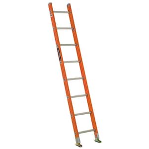 8 ft. Fiberglass Single Ladder with 300 lbs. Load Capacity Type IA Duty Rating