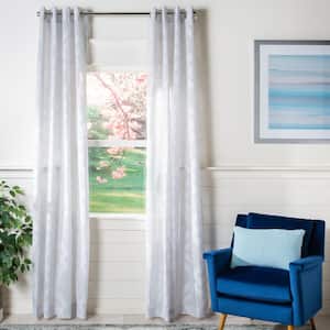Gray Geometric Grommet Sheer Curtain - 52 in. W x 96 in. L