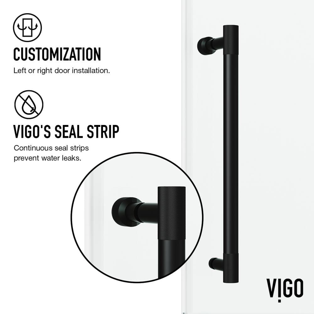 Cass 52" Wide Matte Black Frameless Sliding Shower Door