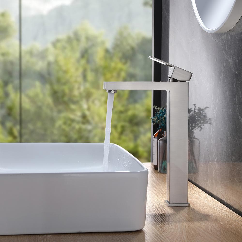 Brushed Nickel Single Handle Vessel Sink Bathroom Faucet