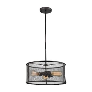 Williamsport 3-Light Oil Rubbed Bronze Chandelier With Metal Drum Shade