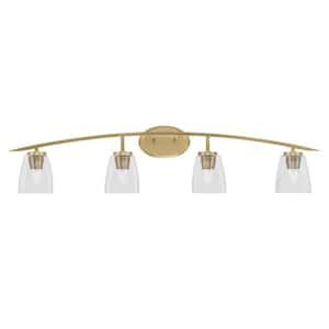 Siena 40 in. 4-Light Vanity Light New Age Brass with Clear Bubble Glass Shades