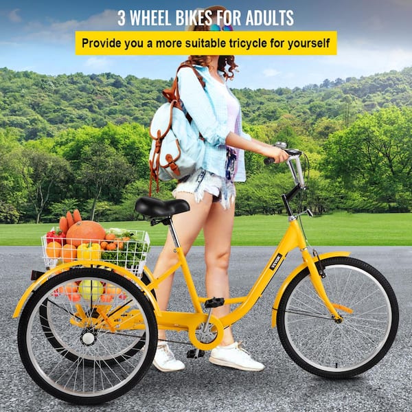 26" 7-Speed Adult Trike 3-Wheel Tricycle Bicycle Bike Cruise Basket for Shopping 