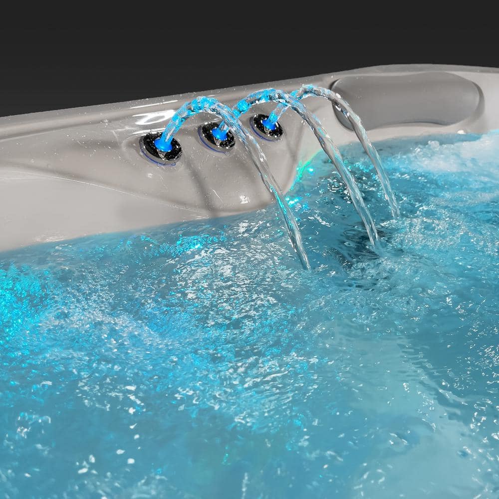Excellence 4-Person Grey and White Rectangular Hot Tub with 41 Jets