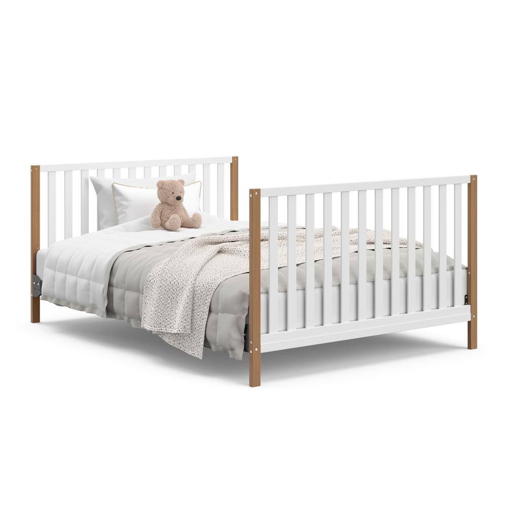 Modern Pacific White and Driftwood 4-in-1 Convertible Crib